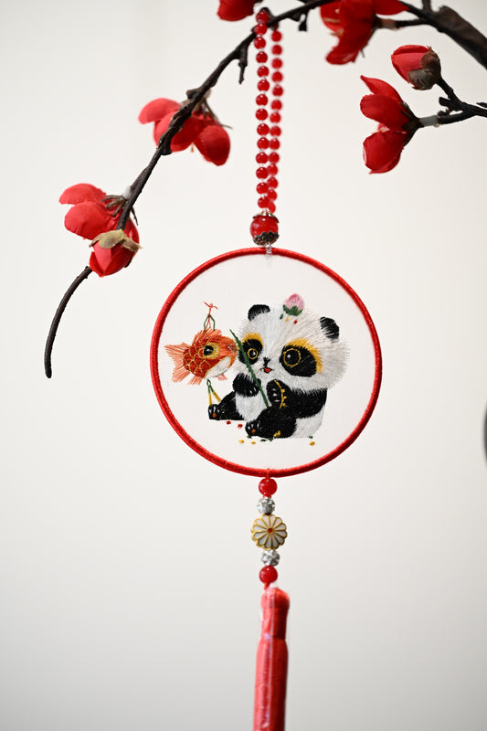 雙面繡掛飾-熊貓