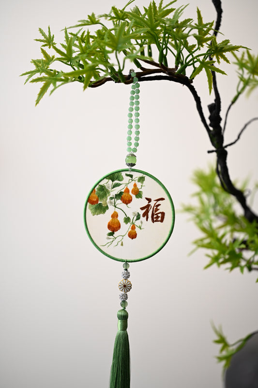 雙面繡掛飾-五福臨門