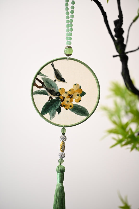 雙面繡掛飾-相思鳥