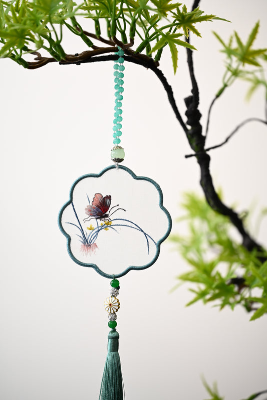 雙面繡掛飾-蘭花蝴蝶