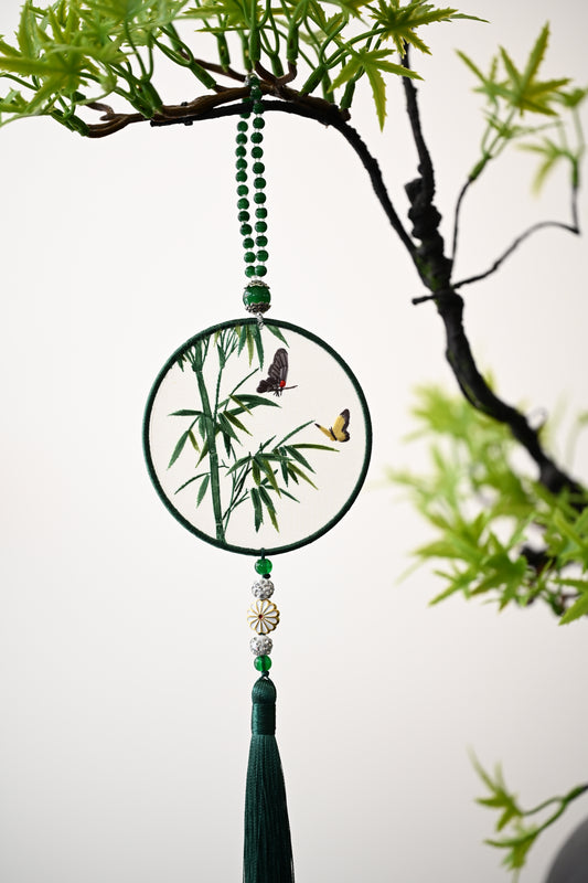 雙面繡掛飾-竹·蝴蝶