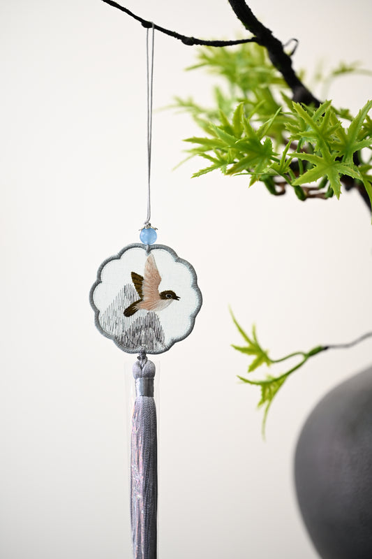 迷你雙面繡掛飾-雀