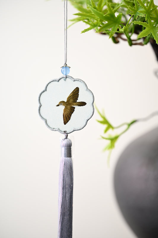 迷你雙面繡掛飾-雀