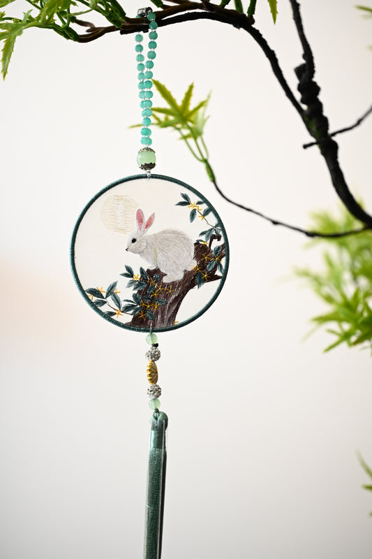 雙面繡掛飾-玉兔