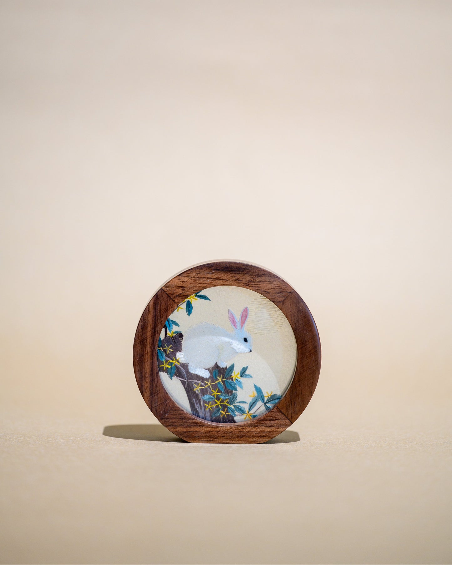 迷你雙面繡擺件-白兔