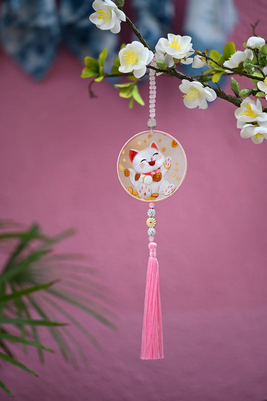 雙面繡掛飾-招財貓