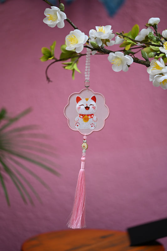 雙面繡掛飾-招財貓