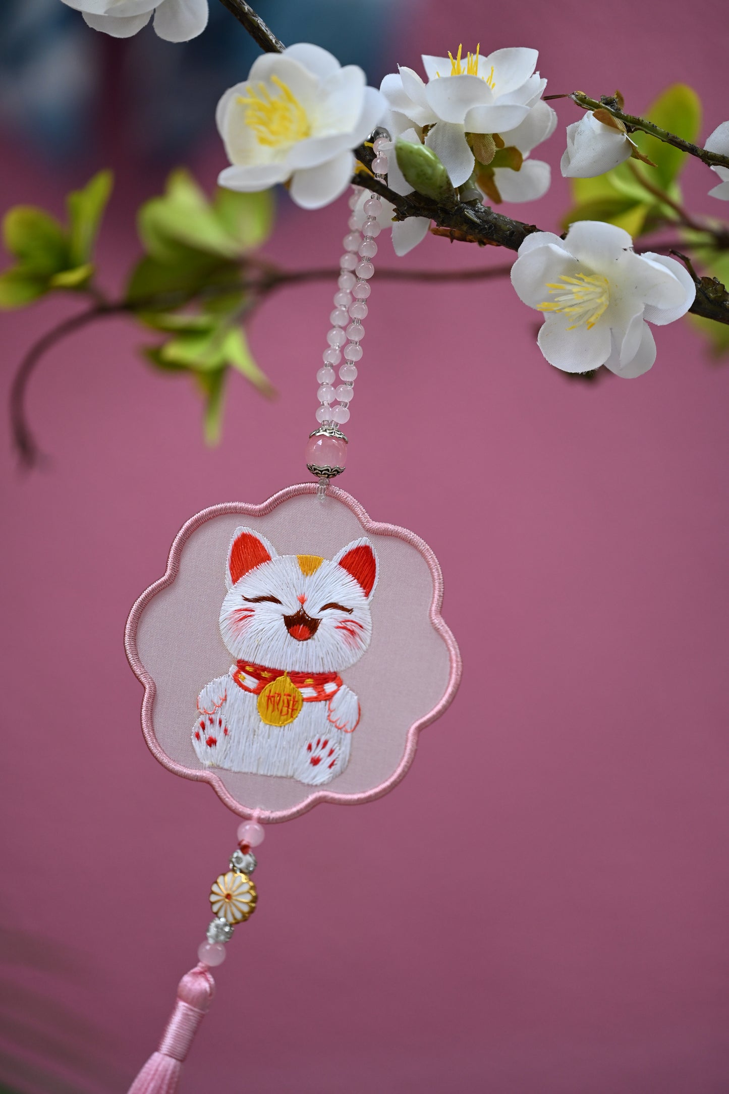 雙面繡掛飾-招財貓