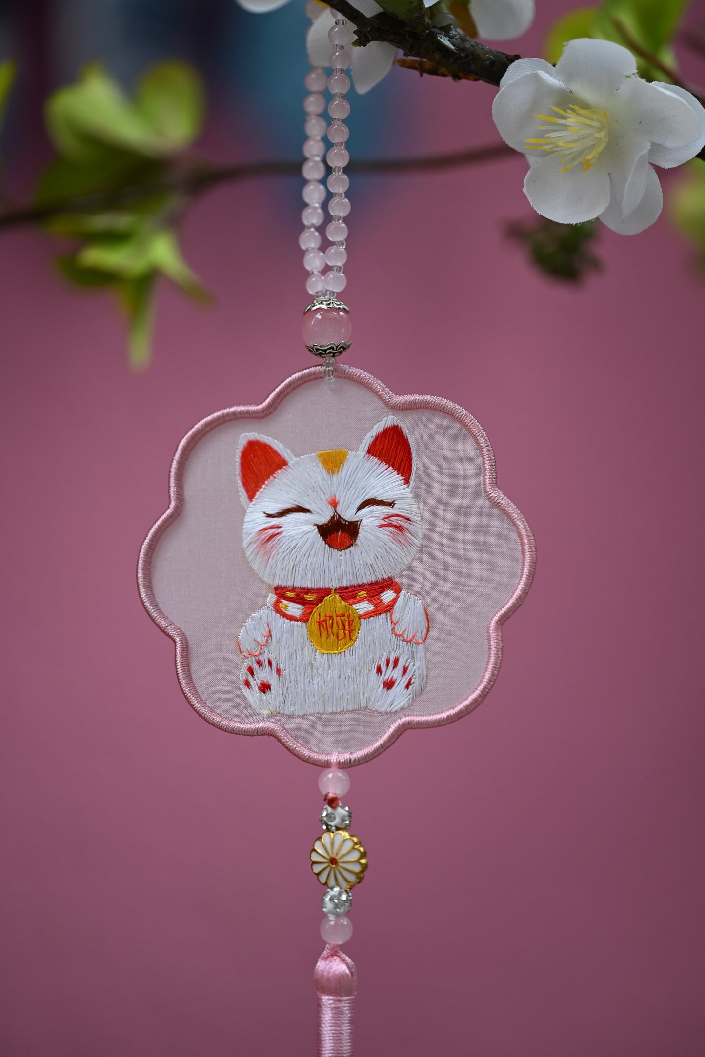 雙面繡掛飾-招財貓