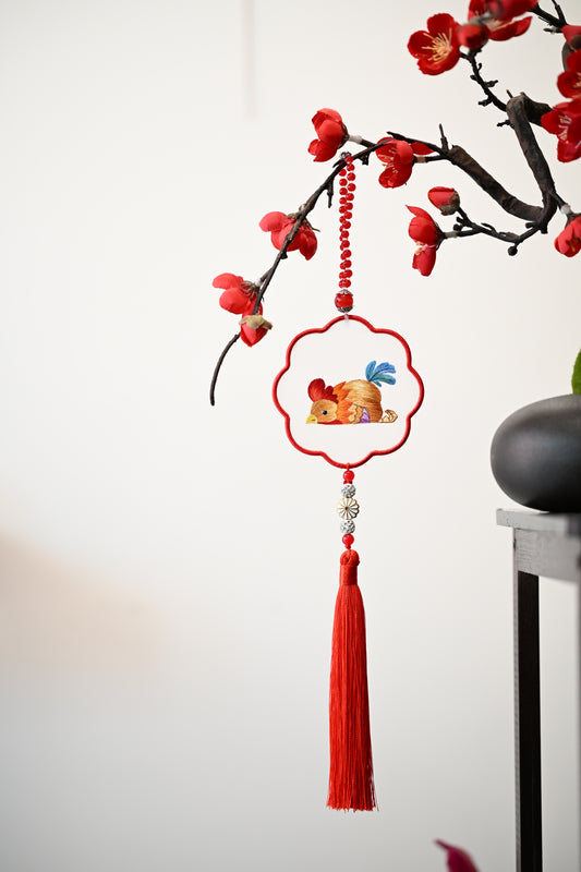 雙面繡掛飾-十二生肖-雞