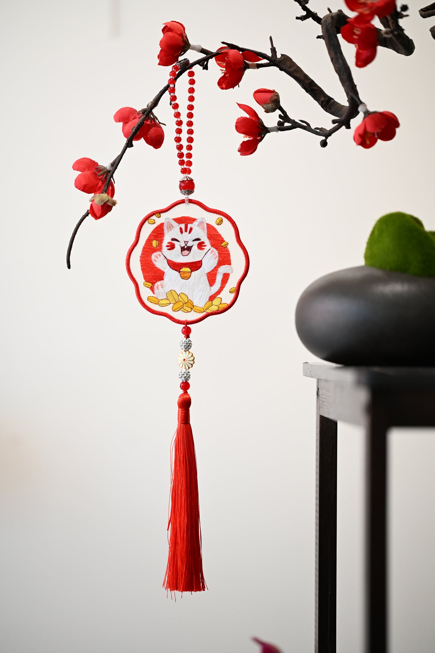 雙面繡掛飾-招財貓