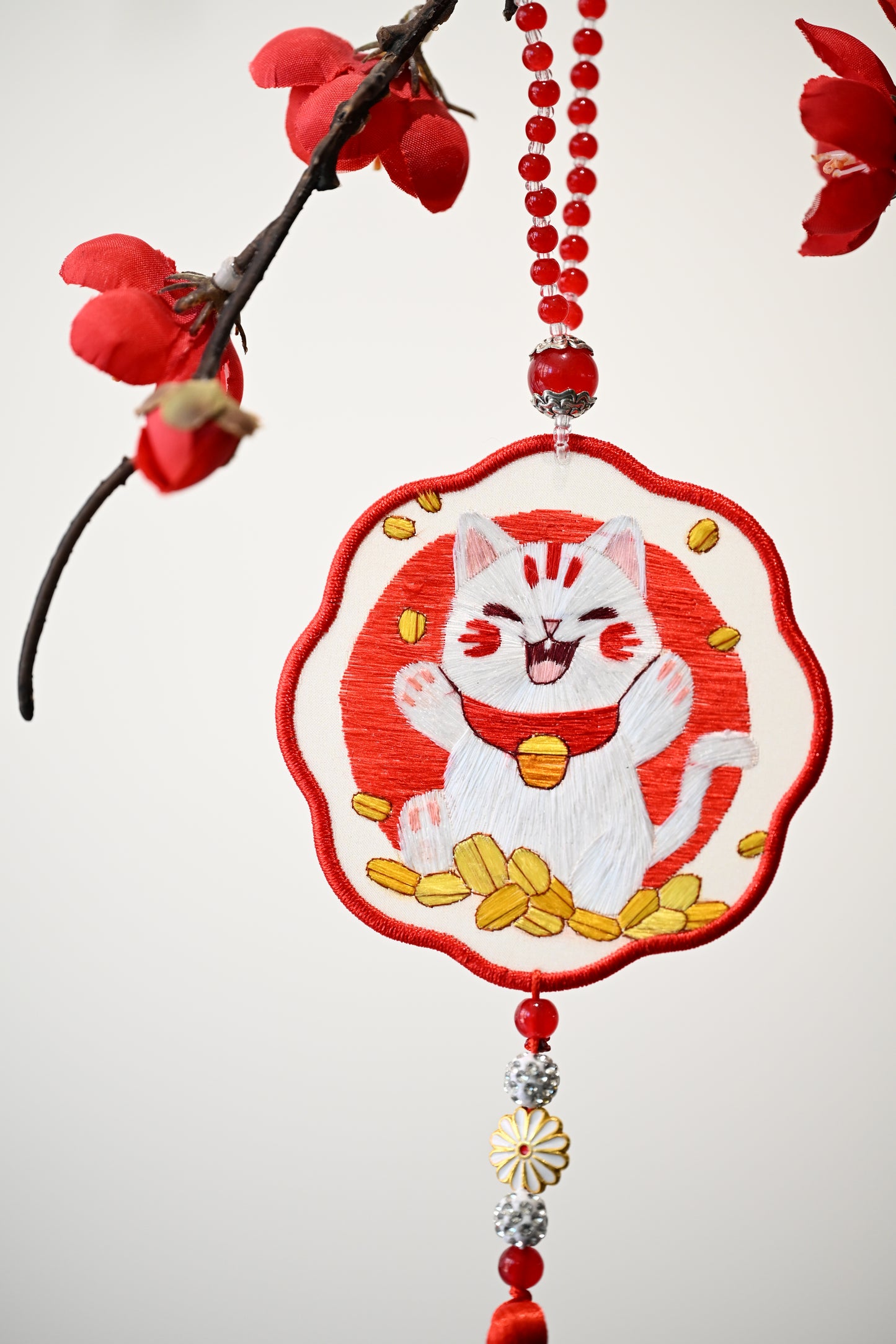 雙面繡掛飾-招財貓