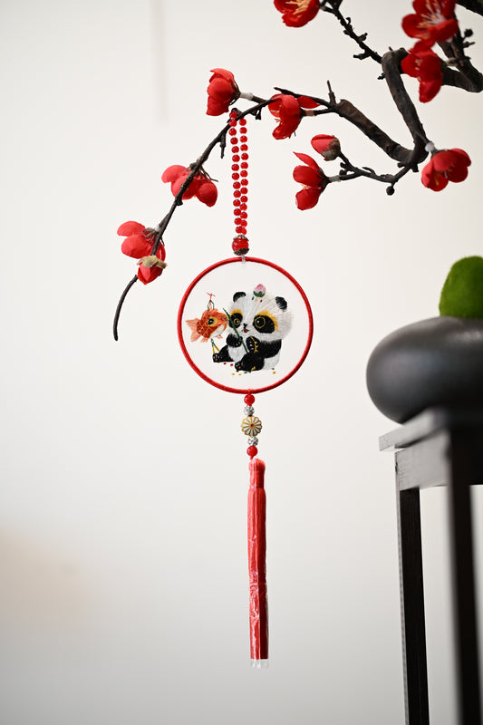 雙面繡掛飾-熊貓