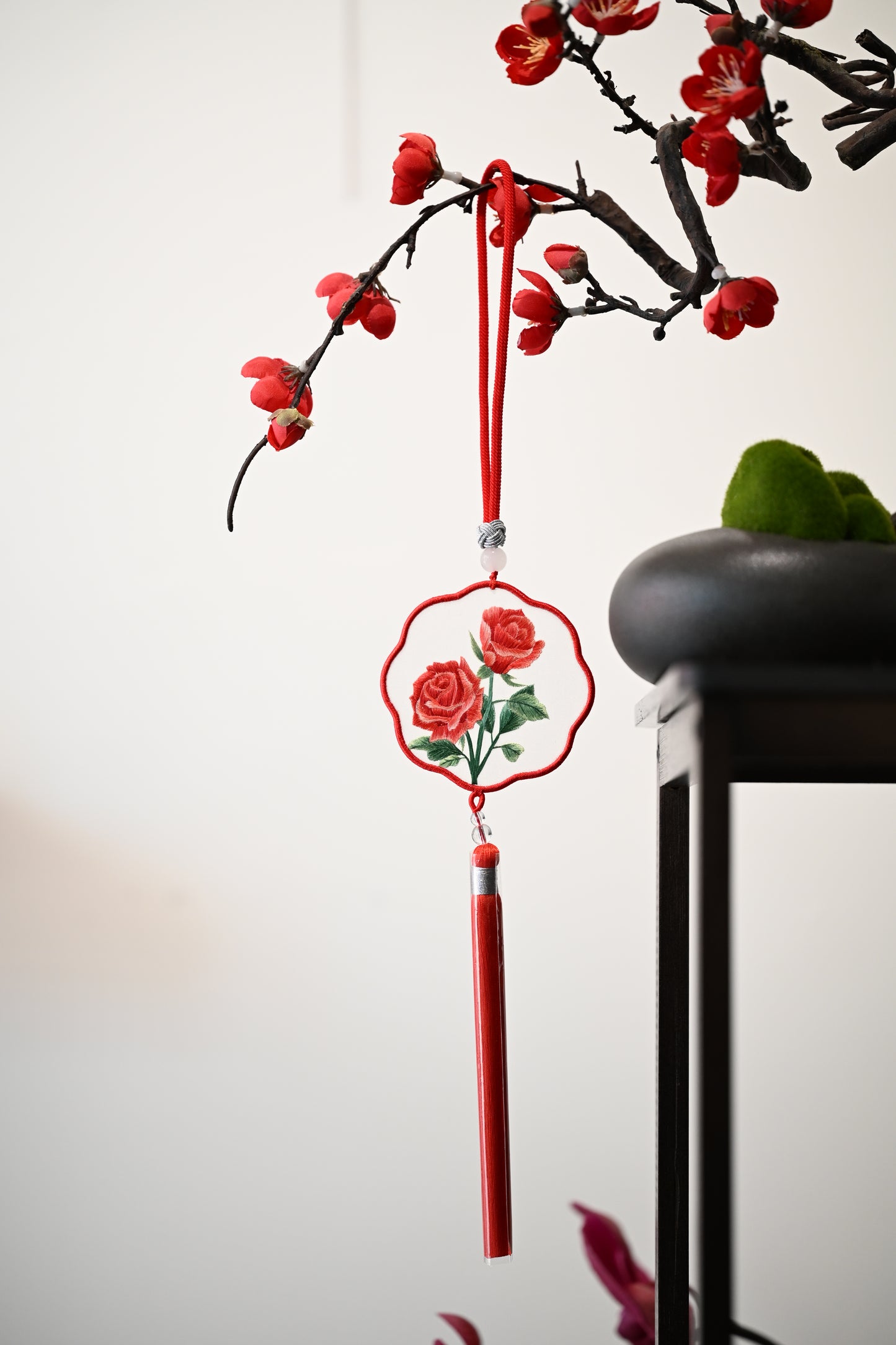 雙面繡掛飾-紅玫瑰