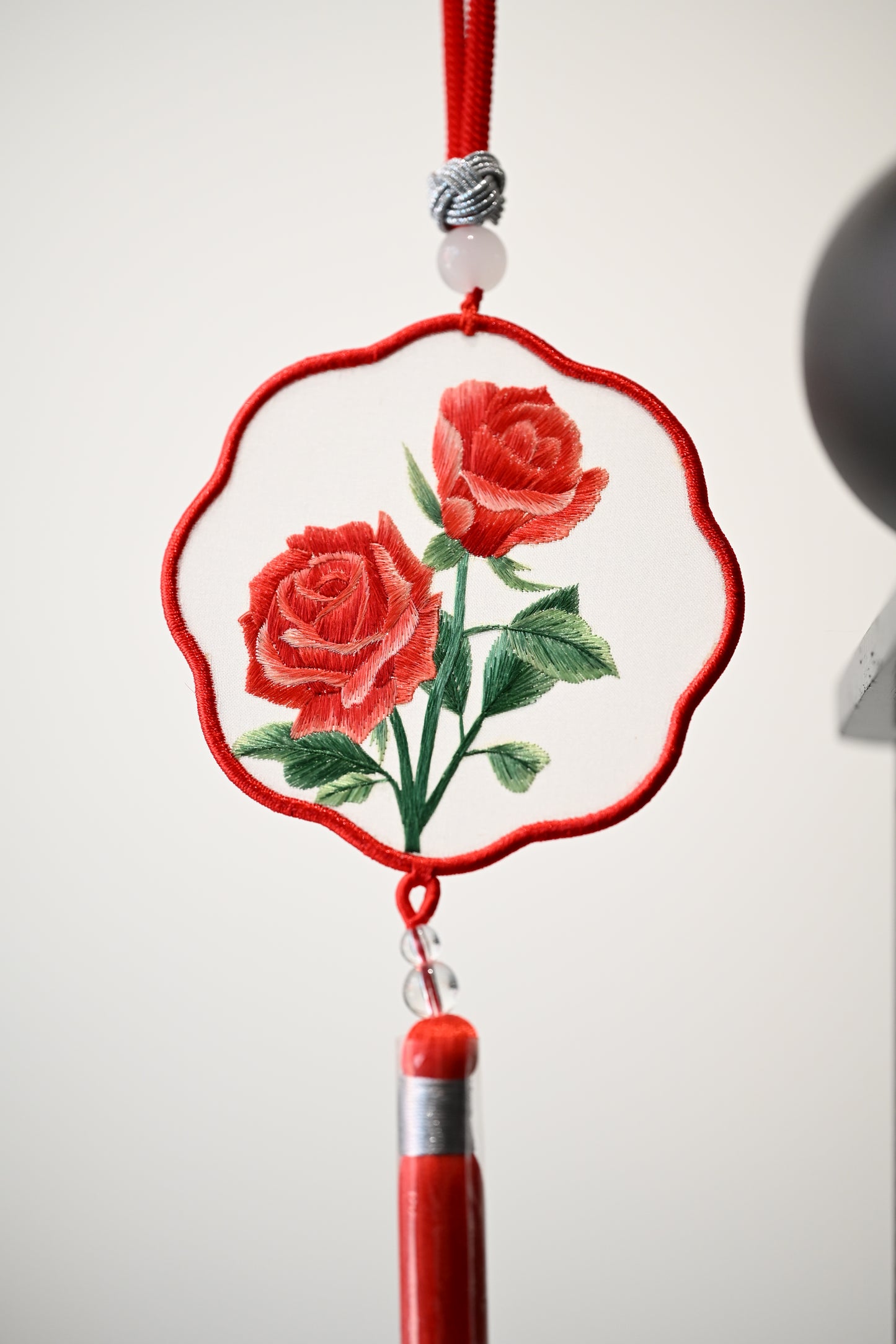 雙面繡掛飾-紅玫瑰