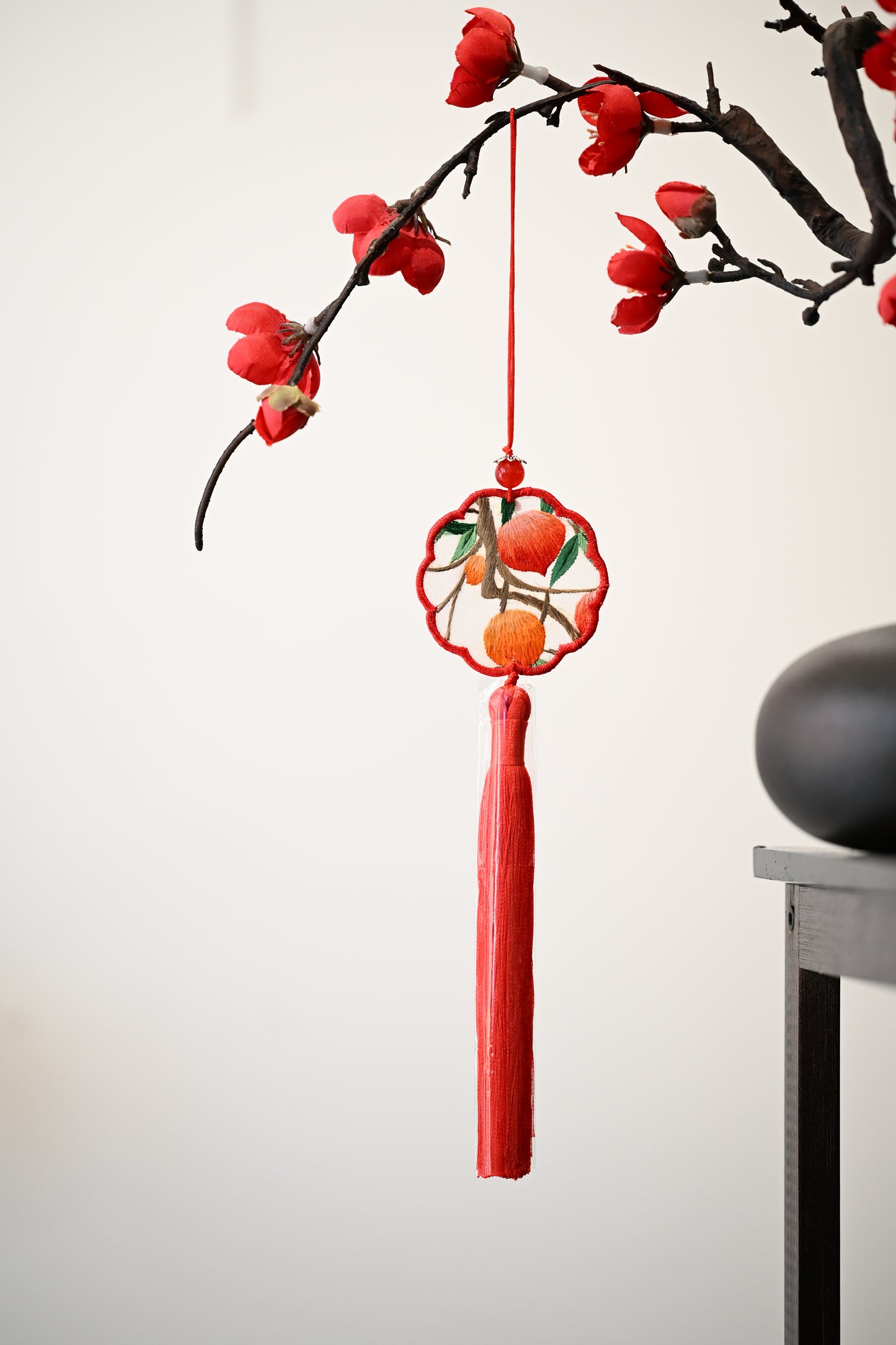 迷你雙面繡掛飾-桃