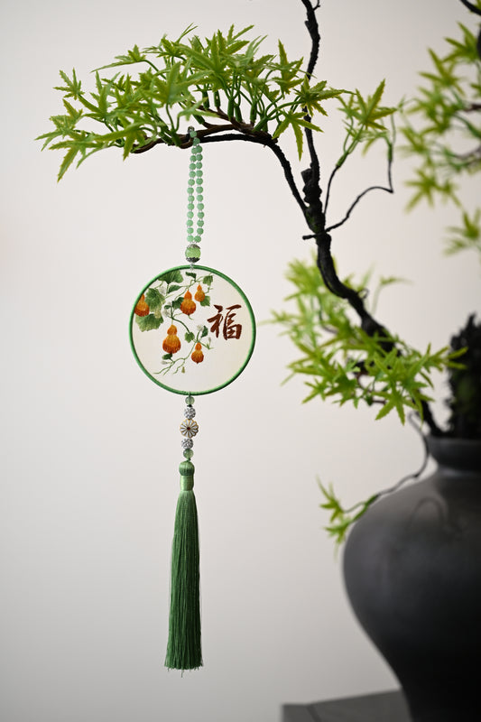雙面繡掛飾-五福臨門