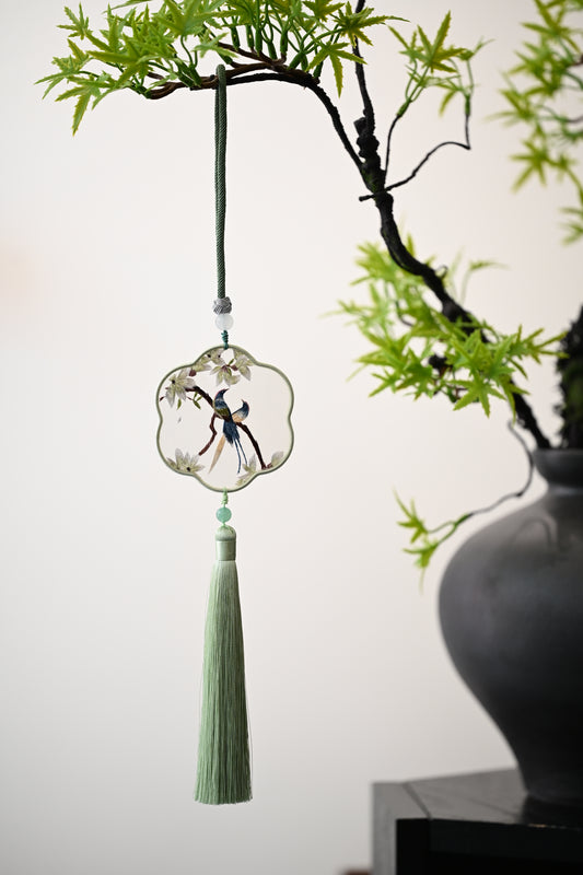 雙面繡掛飾-相思鳥