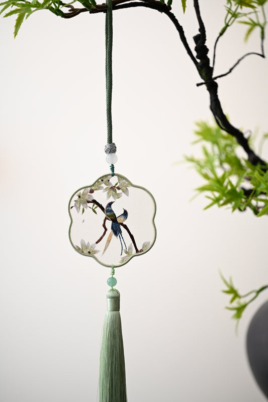 雙面繡掛飾-相思鳥