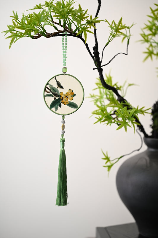 雙面繡掛飾-相思鳥