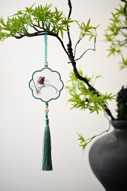 雙面繡掛飾-蘭花蝴蝶