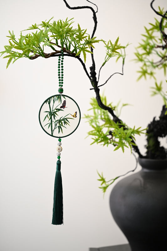 雙面繡掛飾-竹·蝴蝶