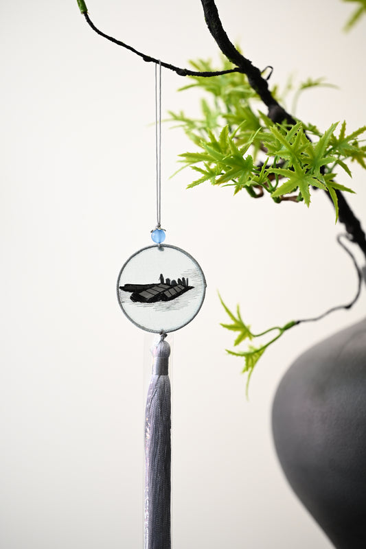 迷你雙面繡掛飾-船影