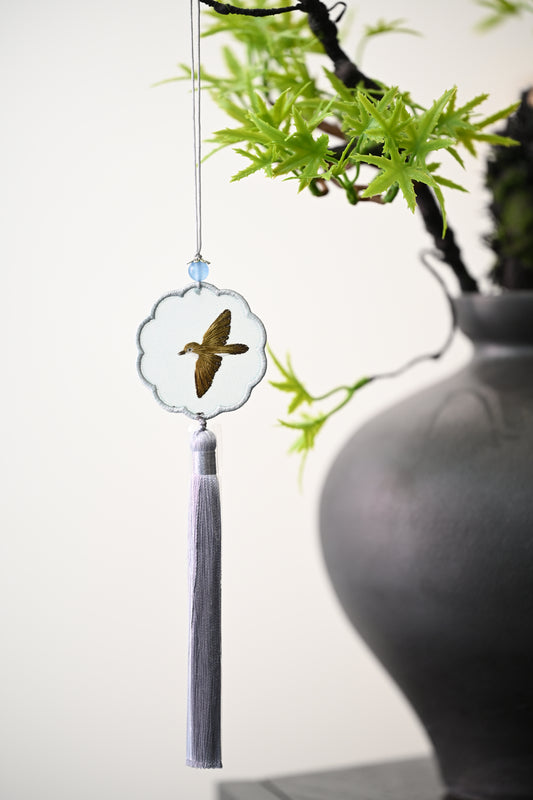 迷你雙面繡掛飾-雀