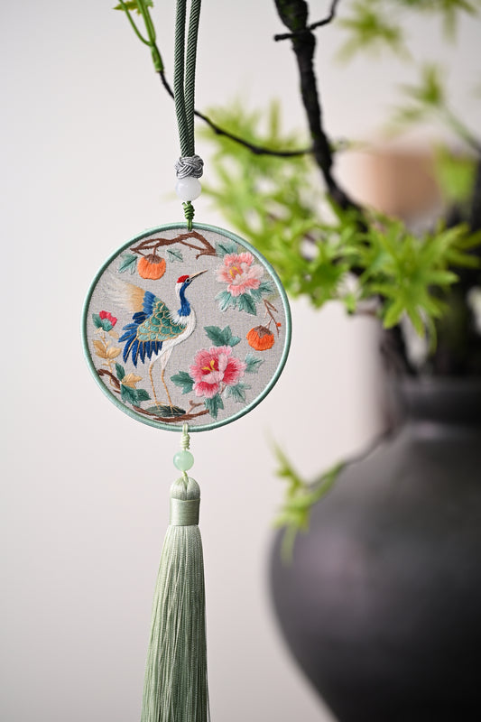 雙面繡掛飾-仙鶴
