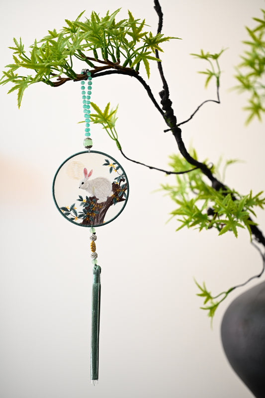 雙面繡掛飾-玉兔