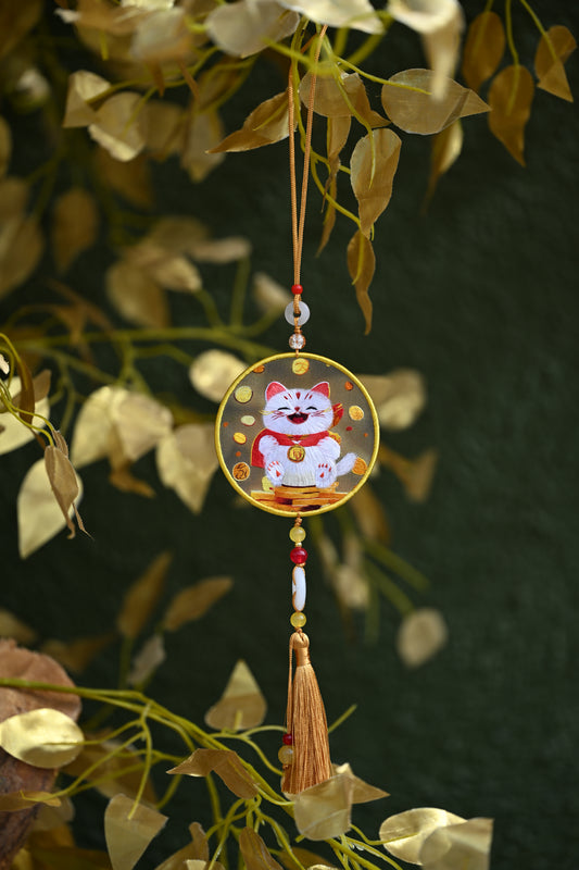 雙面繡掛飾-招財貓