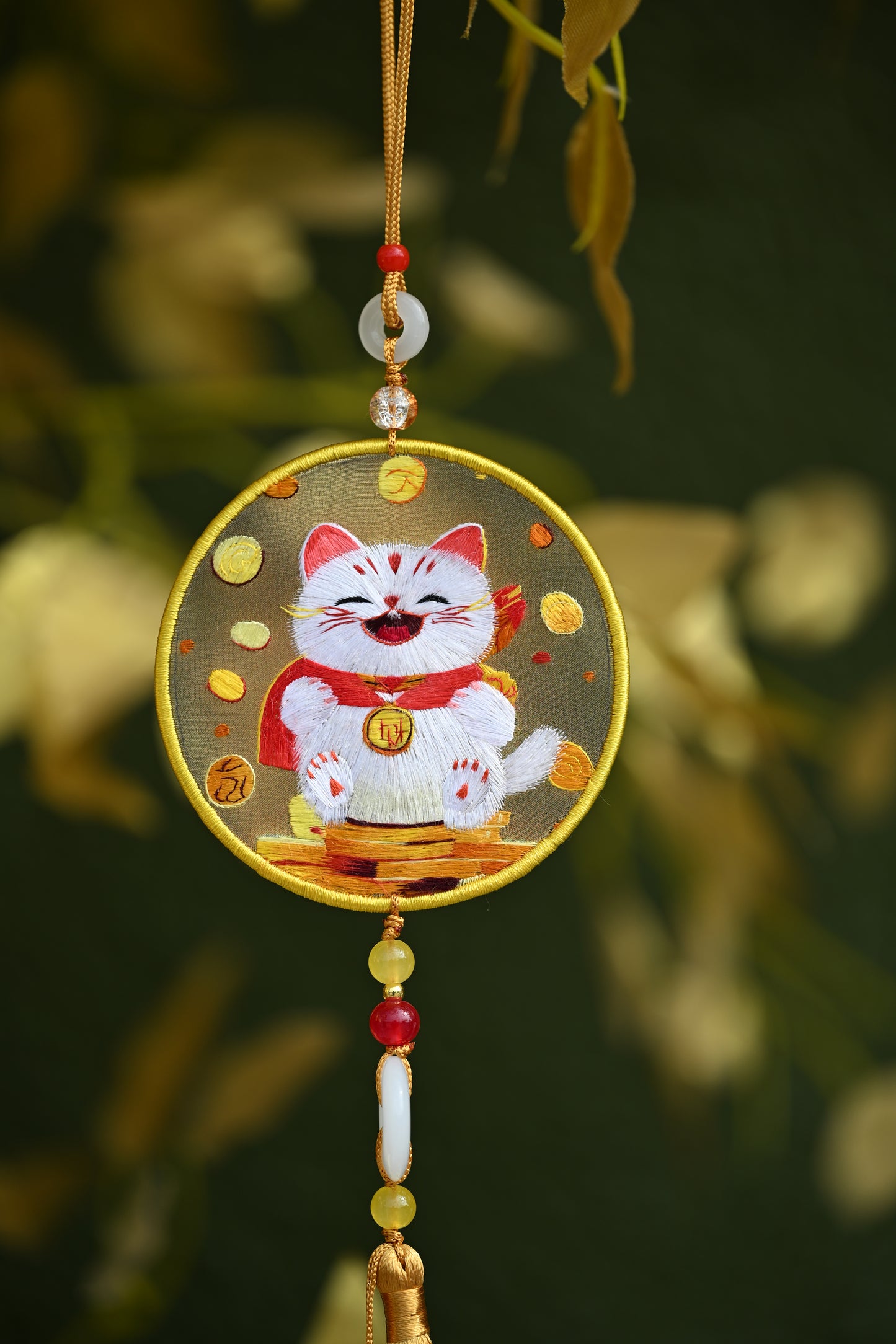雙面繡掛飾-招財貓