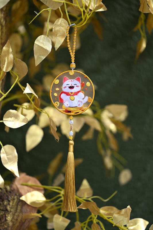 雙面繡掛飾-招財貓
