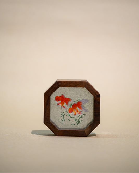 迷你雙面繡擺件-金魚