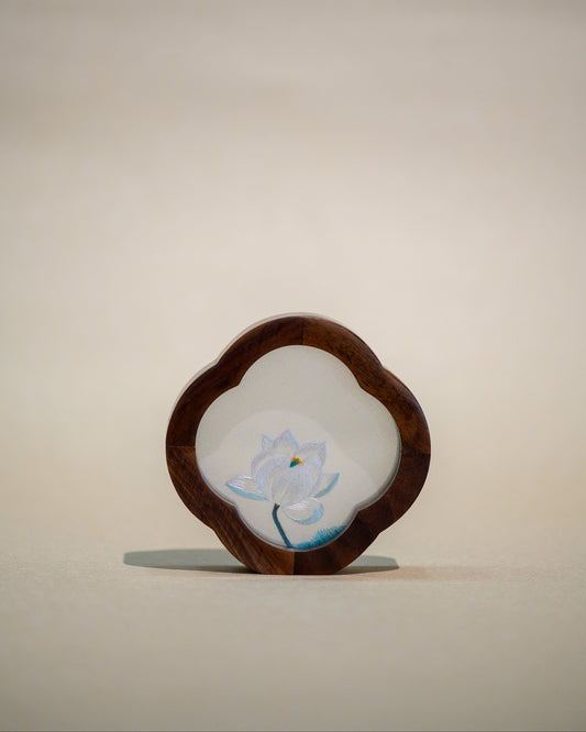 迷你雙面繡擺件-白蓮花