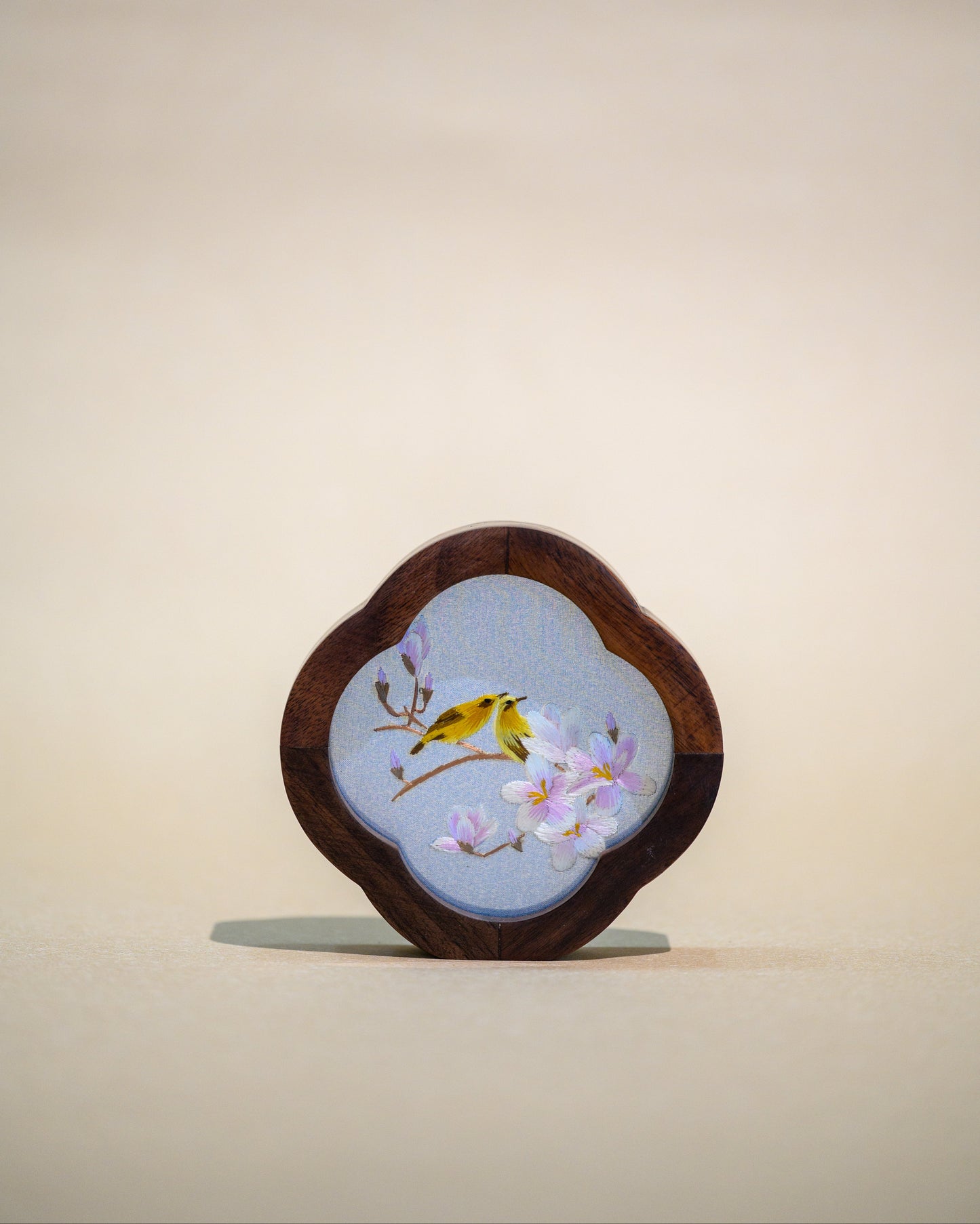 迷你雙面繡擺件-相思鳥