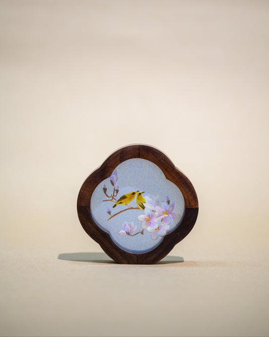 迷你雙面繡擺件-相思鳥