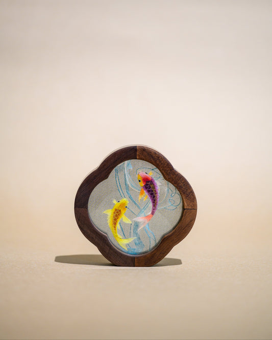 迷你雙面繡擺件-錦鯉