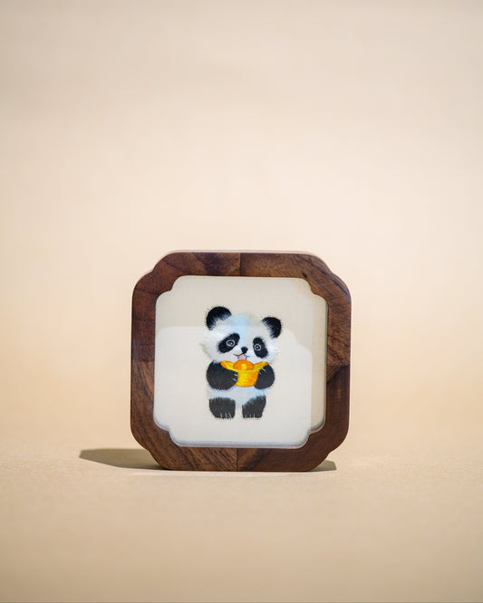 迷你雙面繡擺件-熊貓