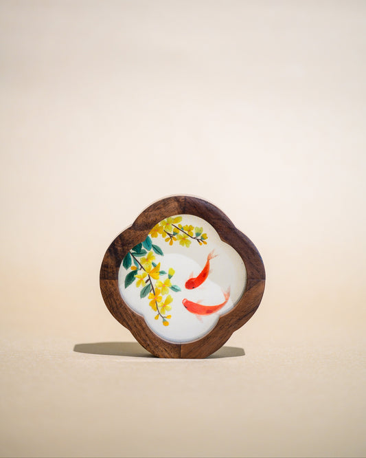 迷你雙面繡擺件-桂花錦鯉