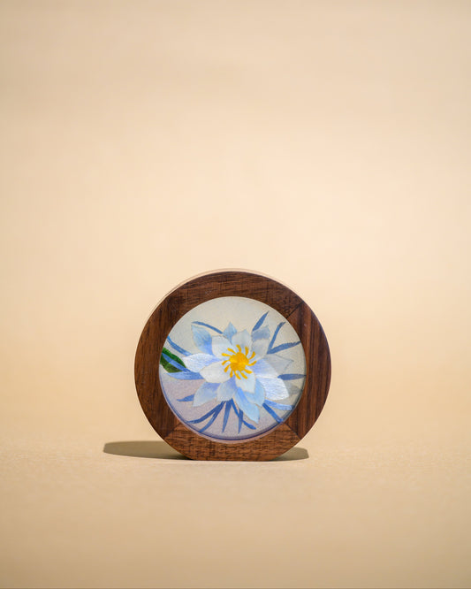 迷你雙面繡擺件-白蓮花