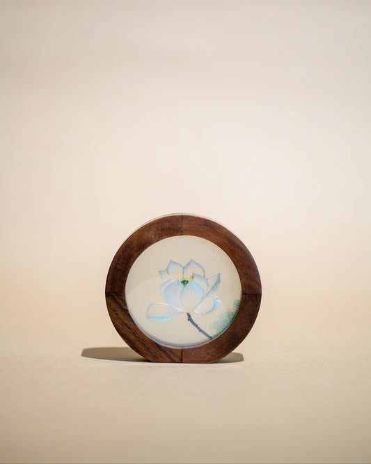 迷你雙面繡擺件-白蓮花