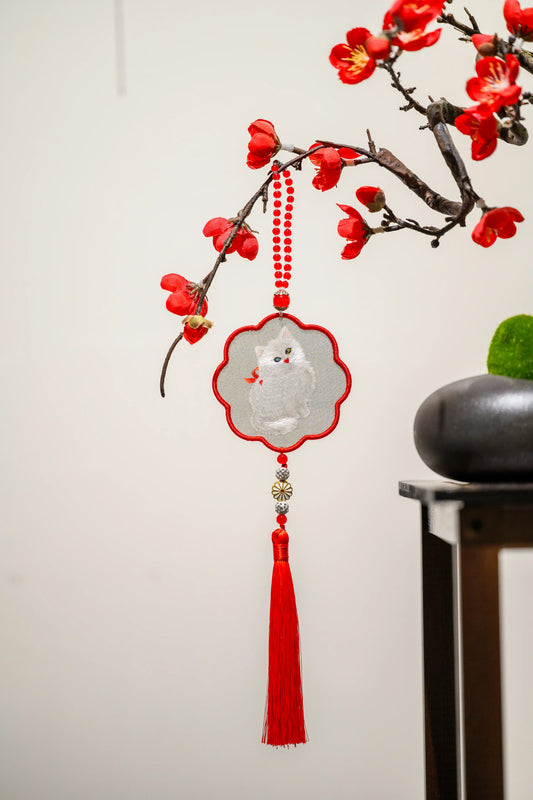 雙面繡掛飾-異瞳貓