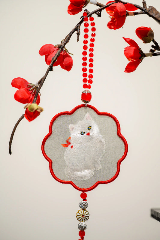 雙面繡掛飾-異瞳貓